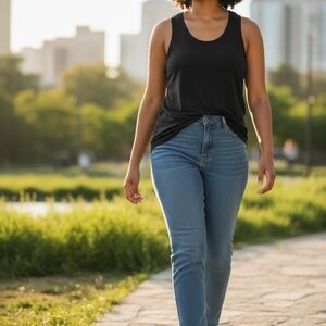 Classic black tank top with lace  506